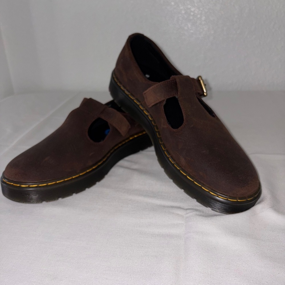 Dr. martens Zavala leather dark brown Zavala Mary Jane T bar shoes size 10 new - Picture 3 of 9